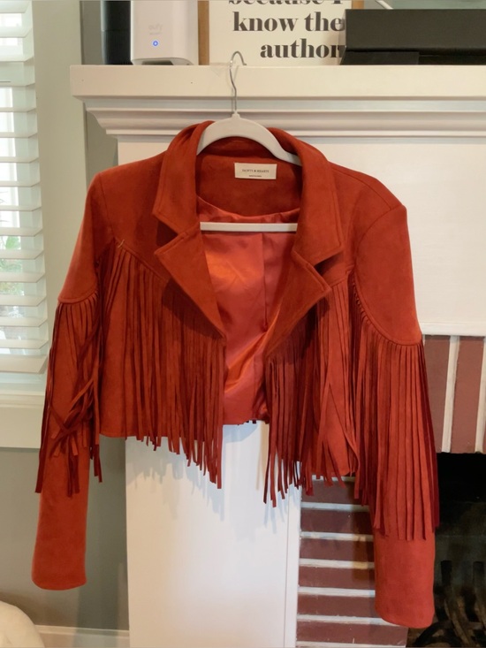 Saints And Hearts Jackets & Blazers - Saints & Hearts Cropped Red Fringe Jacket